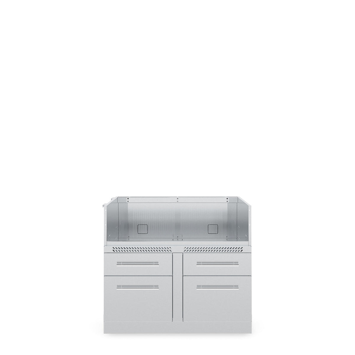 Stainless steel five-burner grill cabinet with drawers and doors