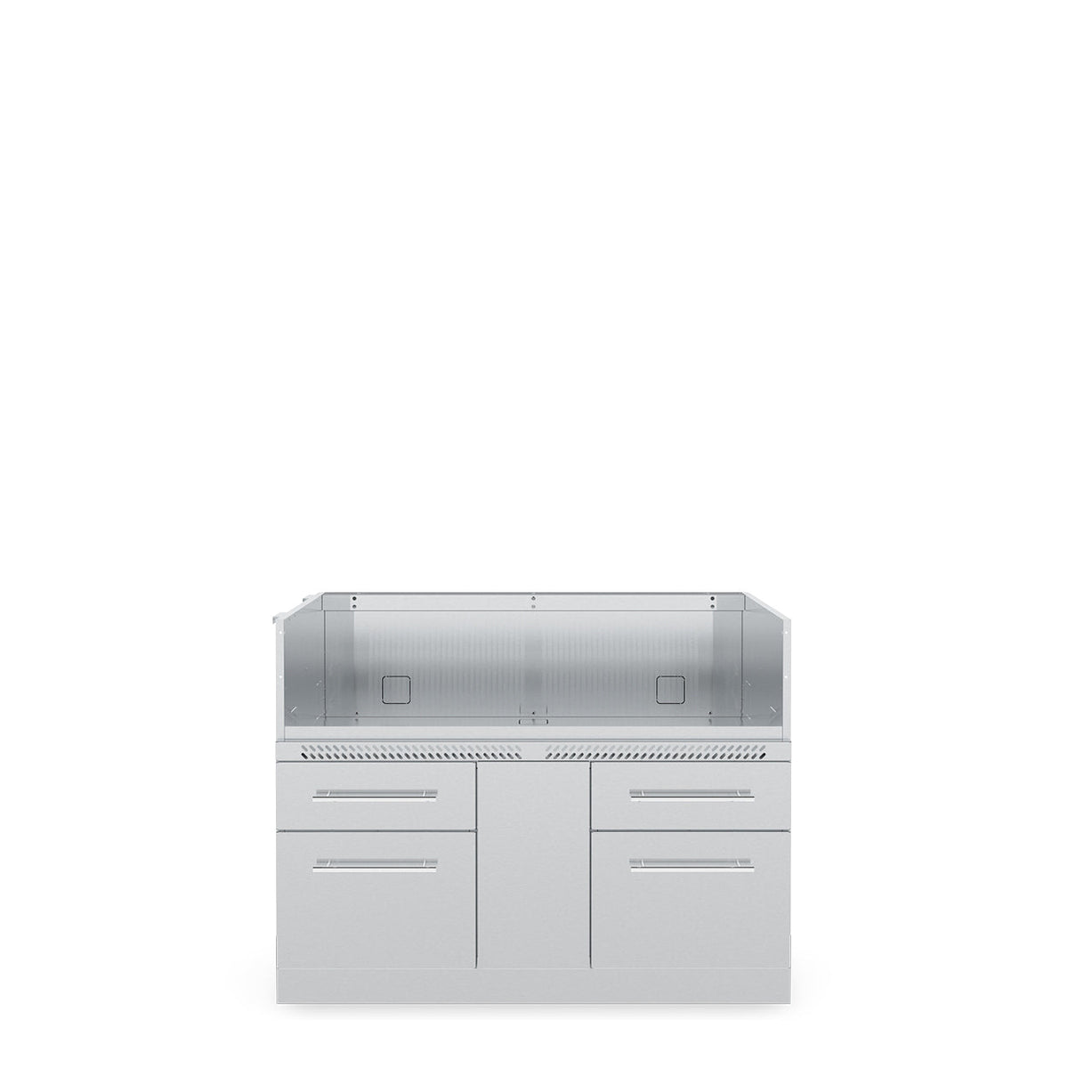 Stainless steel six-burner grill cabinet with drawers and doors
