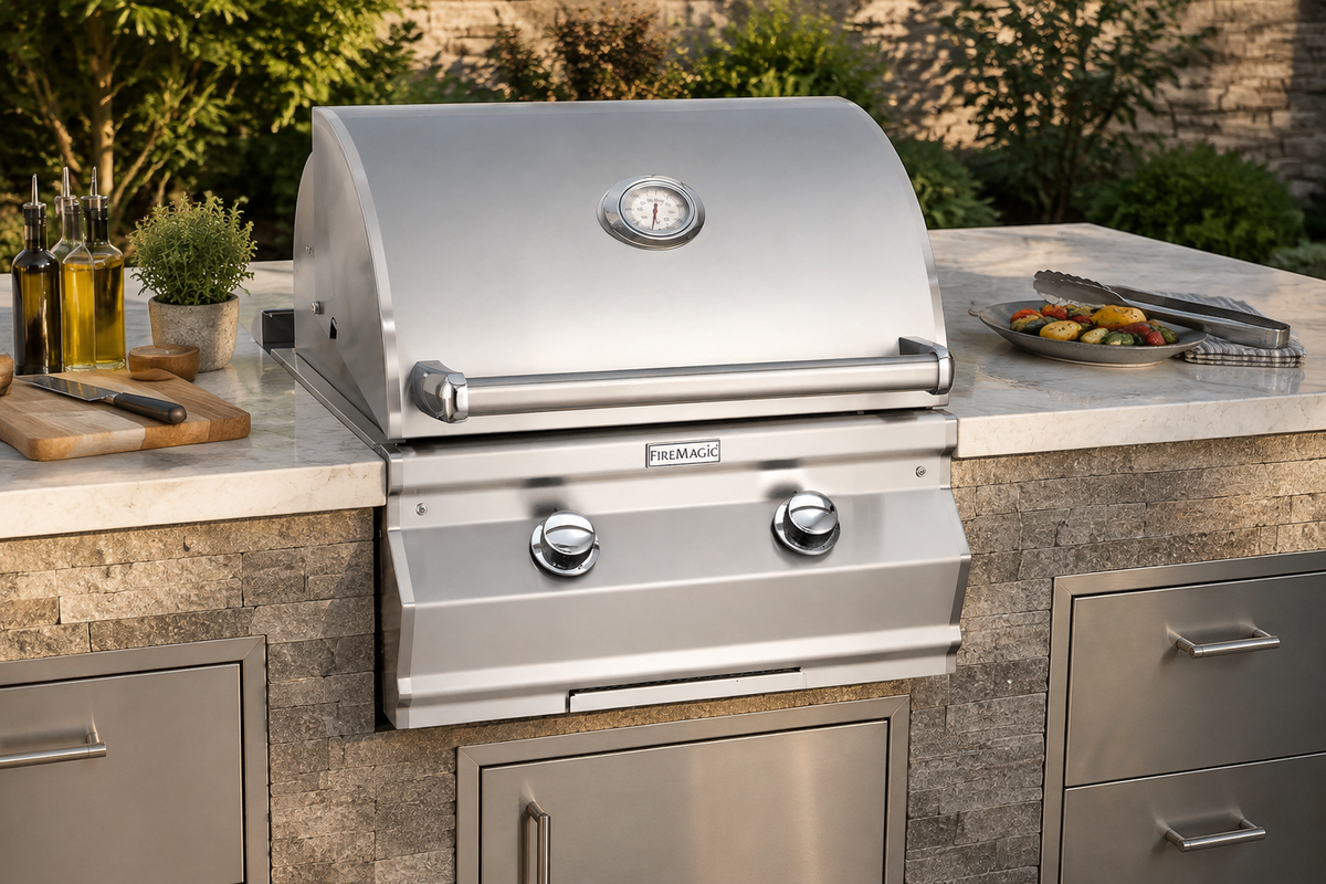 Choice C430i 24″ Built-In Gas Grill in a complete outdoor kitchen