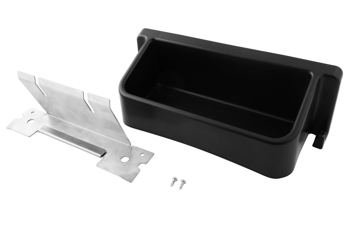 Side-shelf condiment bin with its separate mounting bracket