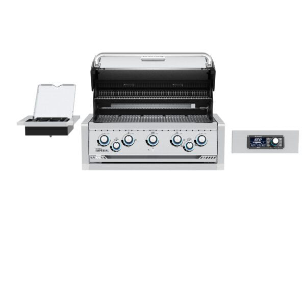 Imperial QS 590 built-in grill with a separate side-burner assembly and controller pictured alongside