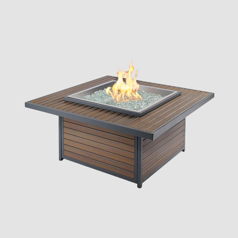 Outdoor GreatRoom Kenwood and Brooks Square Chat Height Gas Fire Pit Table