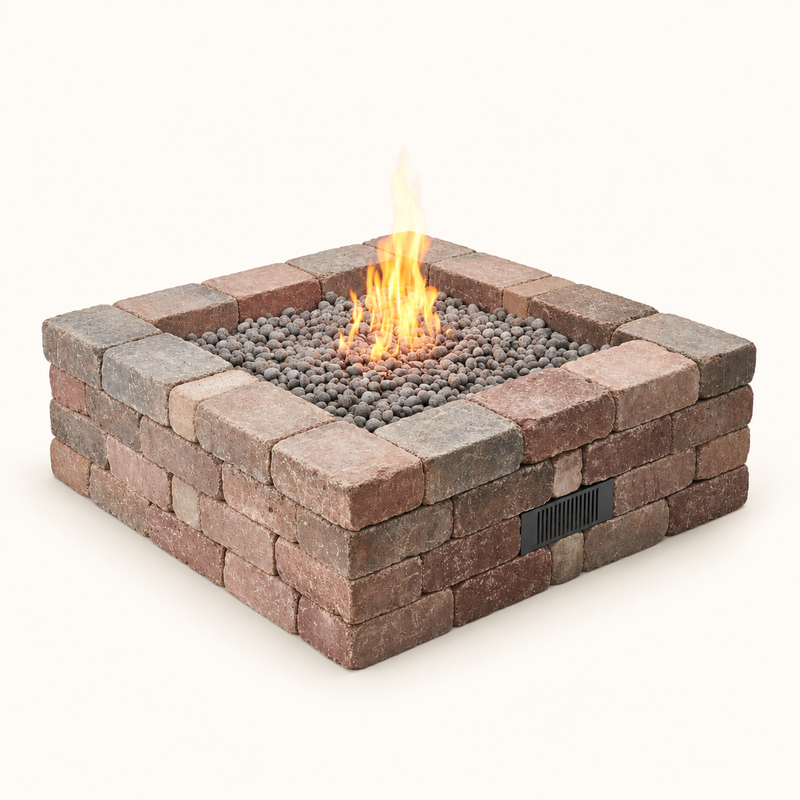 Bronson Block Square Gas Fire Pit Kit