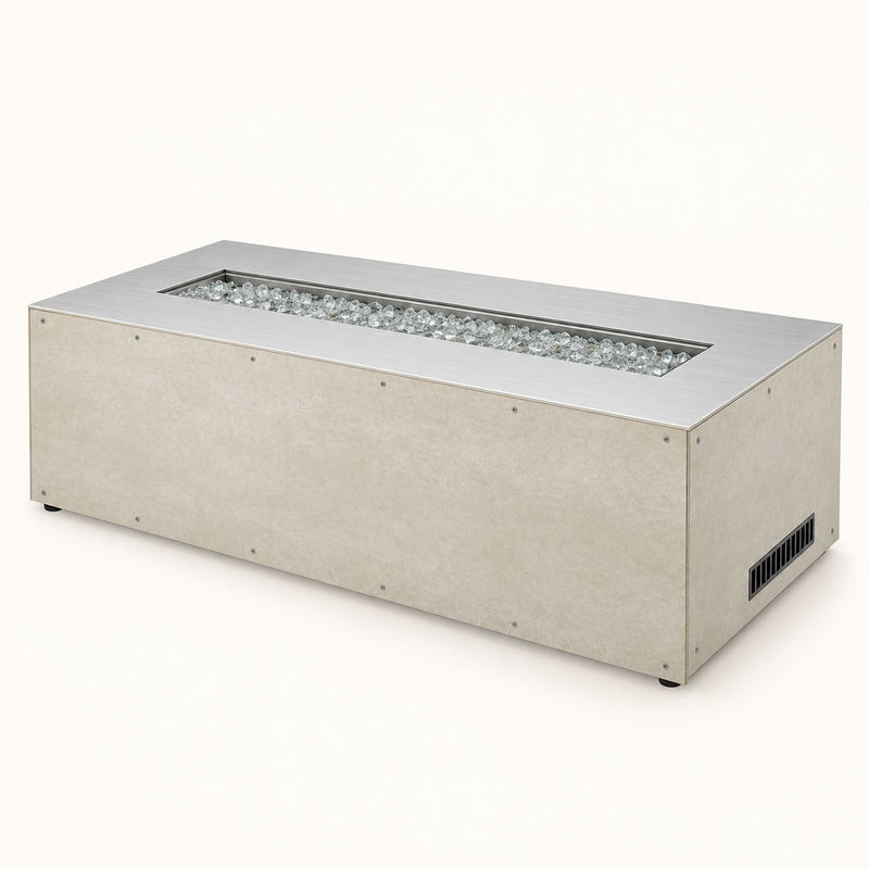 72" Linear Ready-to-Finish Fire Pit Table Base w/Aluminum Top, BI757 Electronic Ignition LP burner, 2 vents, Electronic Ignition-CP control panel.