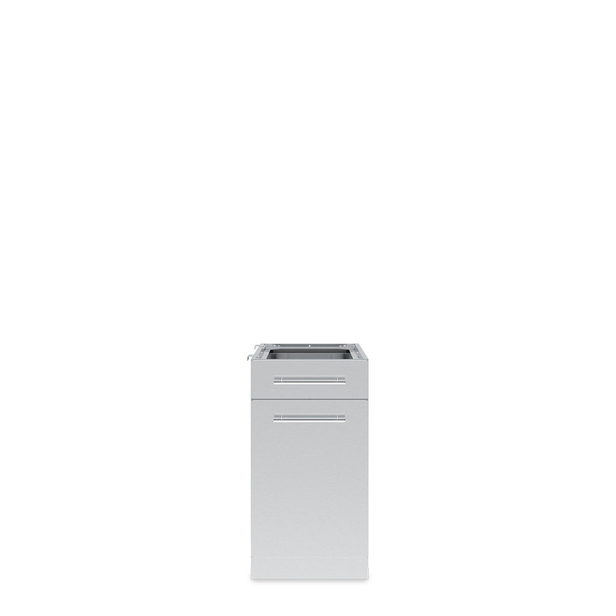 Stainless steel cabinet with one door and a drawer