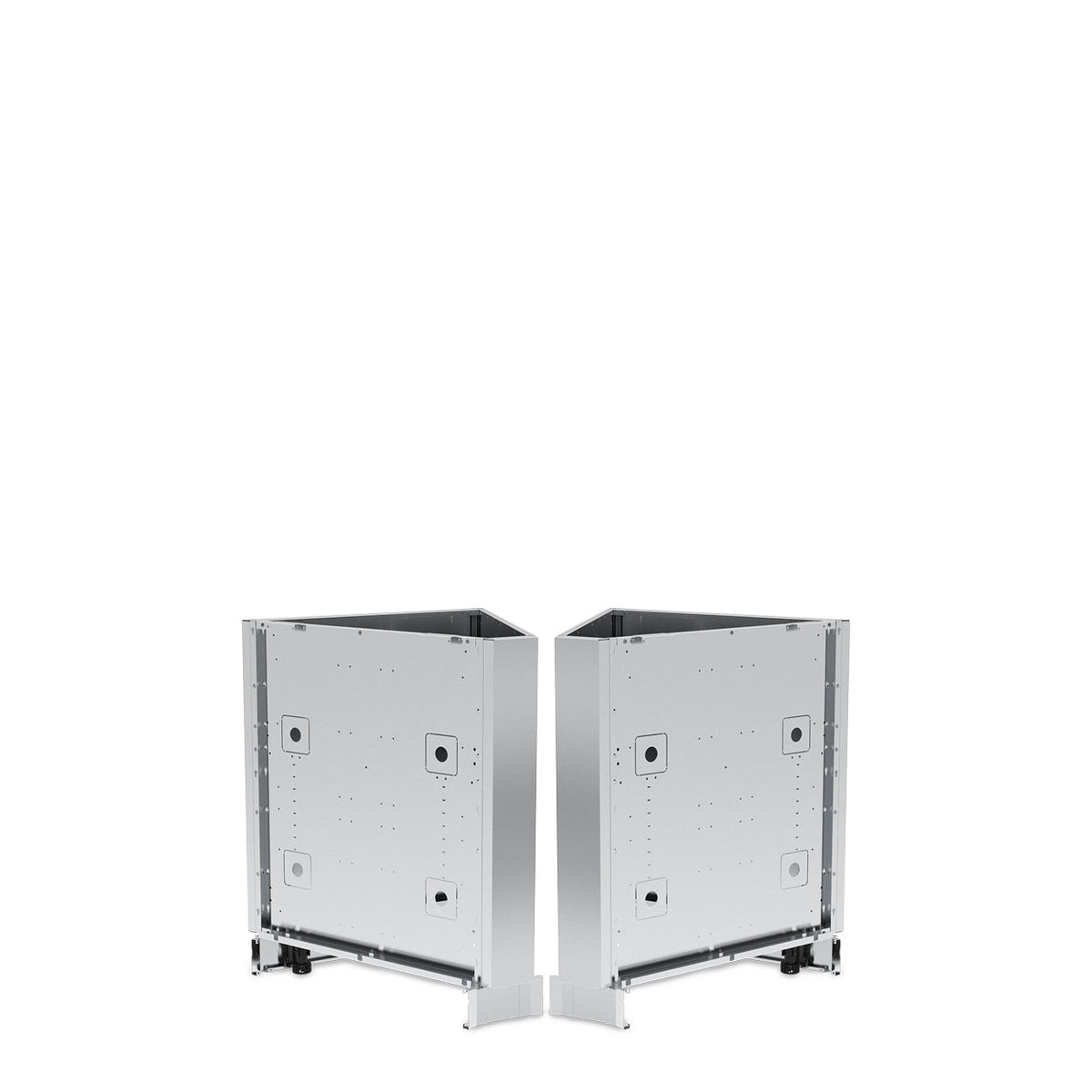 Rear view of the two sections of a corner cabinet