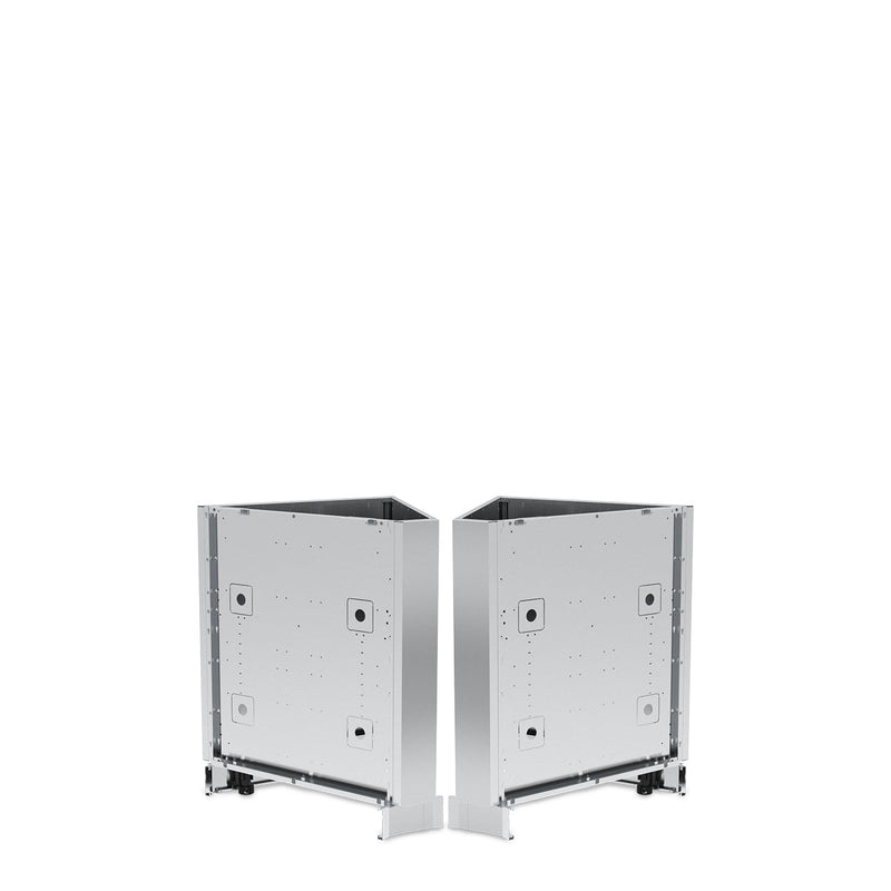 Rear view of the two sections of a corner cabinet