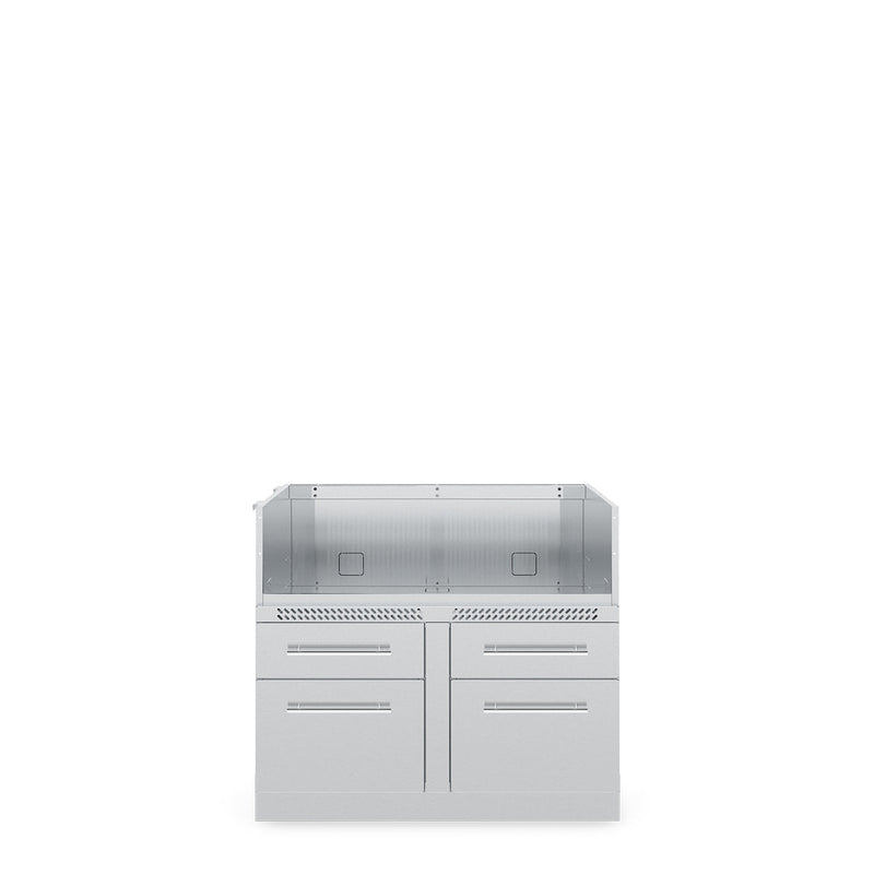 Stainless steel five-burner grill cabinet with drawers and doors