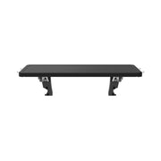 Black pellet-grill front shelf with its mounting supports