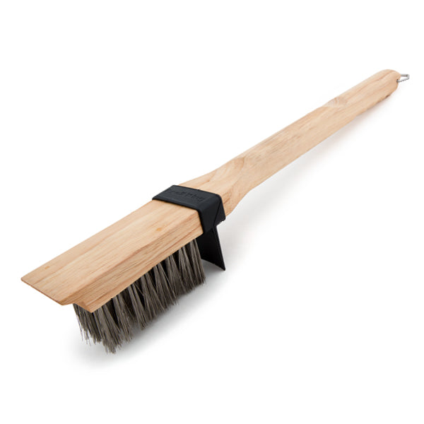Wood-handled deep bristle grill brush