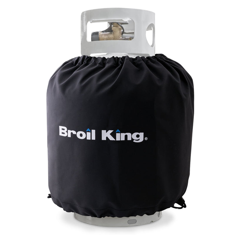 Black propane-tank cover fitted over a separate cylinder