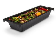 Vegetables arranged in a narrow cast iron wok