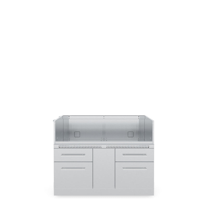 Stainless steel six-burner grill cabinet with drawers and doors