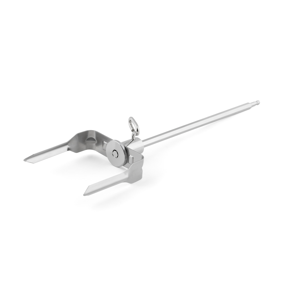 Drill-attachment meat shredder with its metal shaft and blades