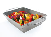 Vegetables arranged in a deep stainless steel wok