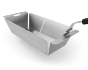 Grid lifter handling an empty narrow stainless steel wok