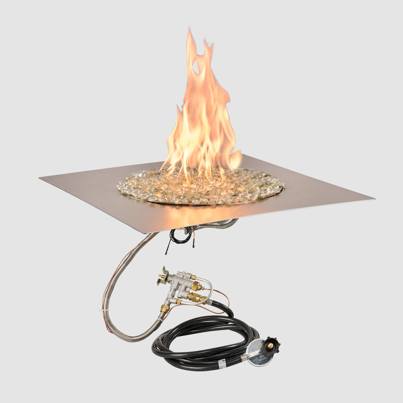 Outdoor GreatRoom Crystal Fire Plus Square Gas Burner Insert and Plate Kit