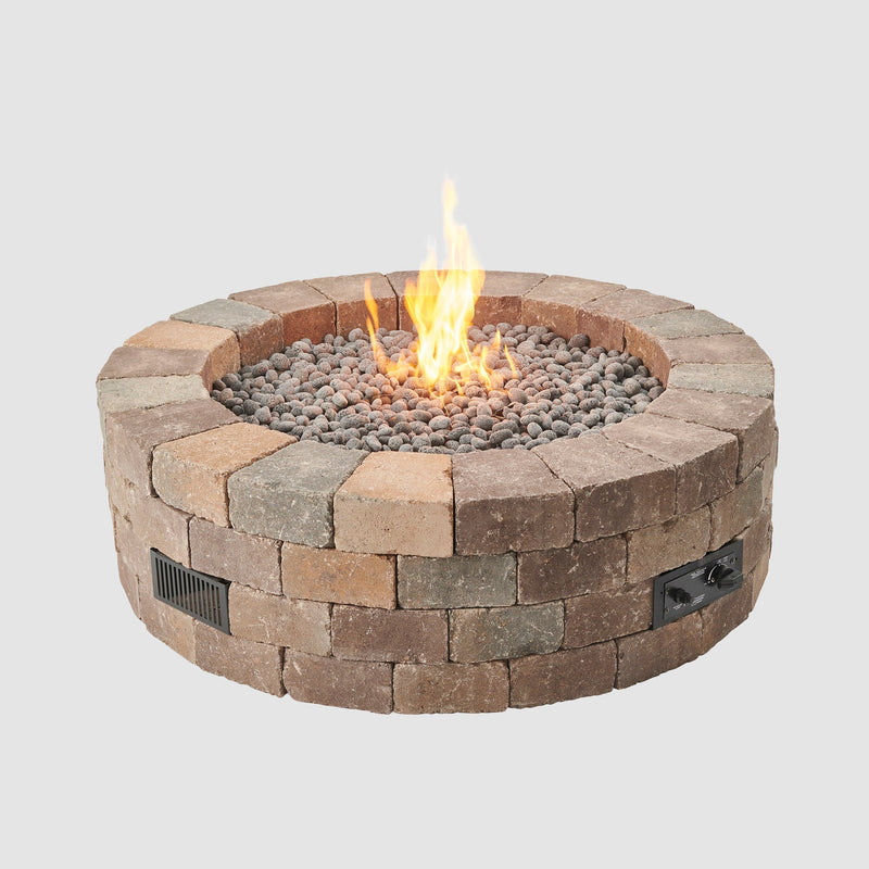 Outdoor GreatRoom Bronson Block Round Gas Fire Pit Kit