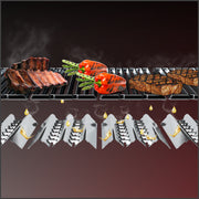 Stainless steel Flav-R-Wave plates beneath the cooking surface