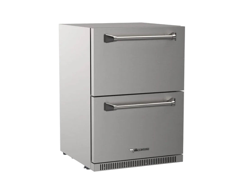 Twin Eagles TE24D outdoor refrigerated drawers three-quarter exterior view
