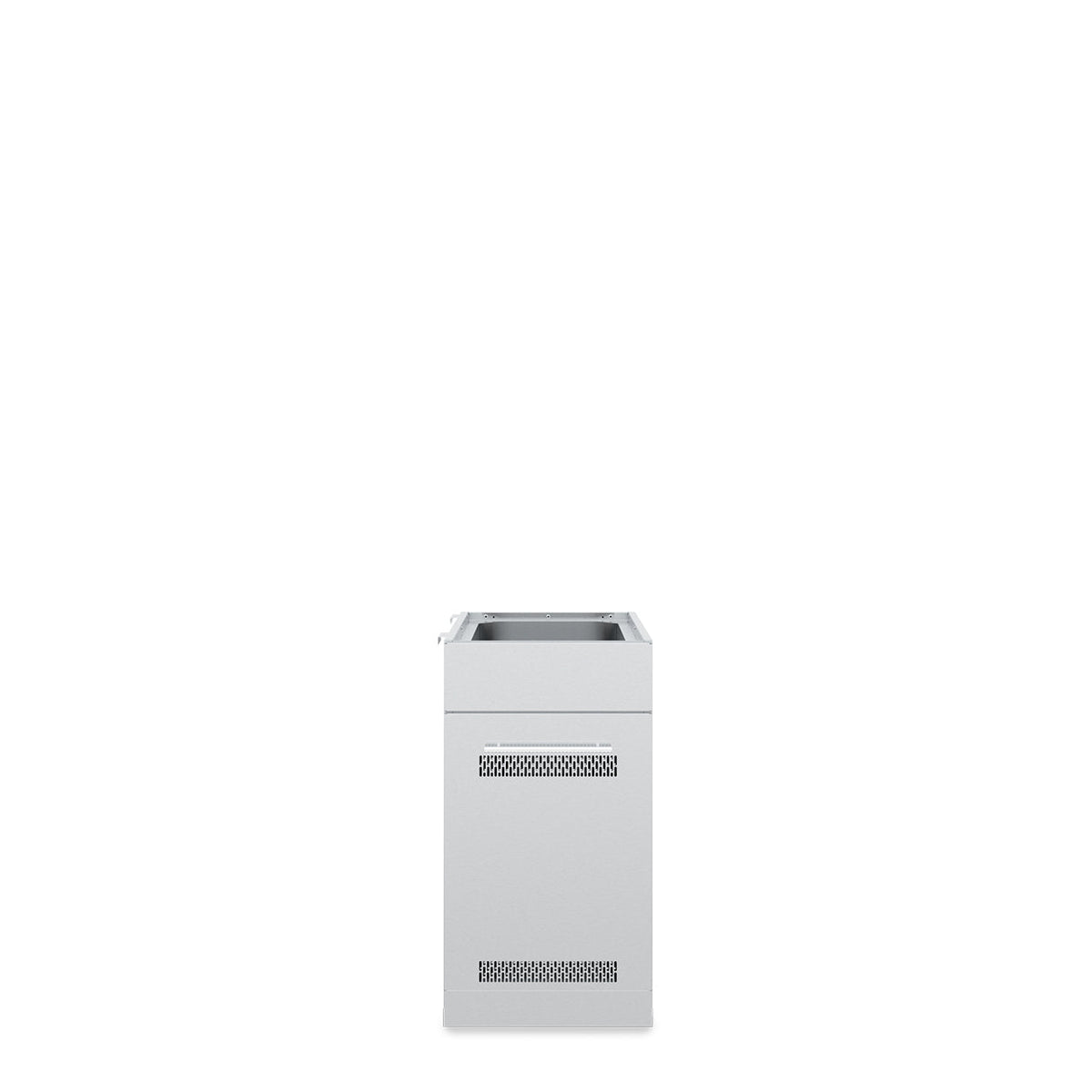 Narrow stainless steel tank and side-burner cabinet