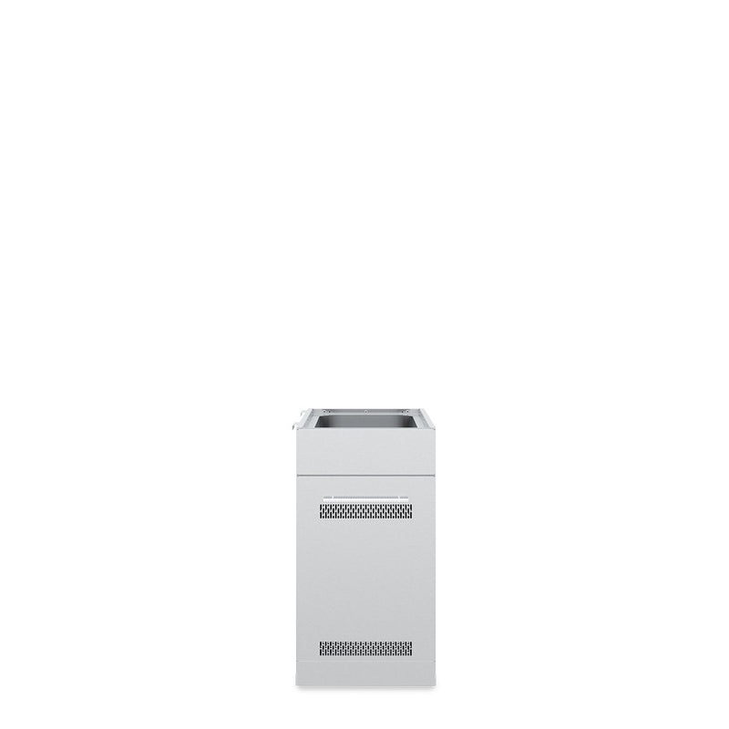 Narrow stainless steel tank and side-burner cabinet