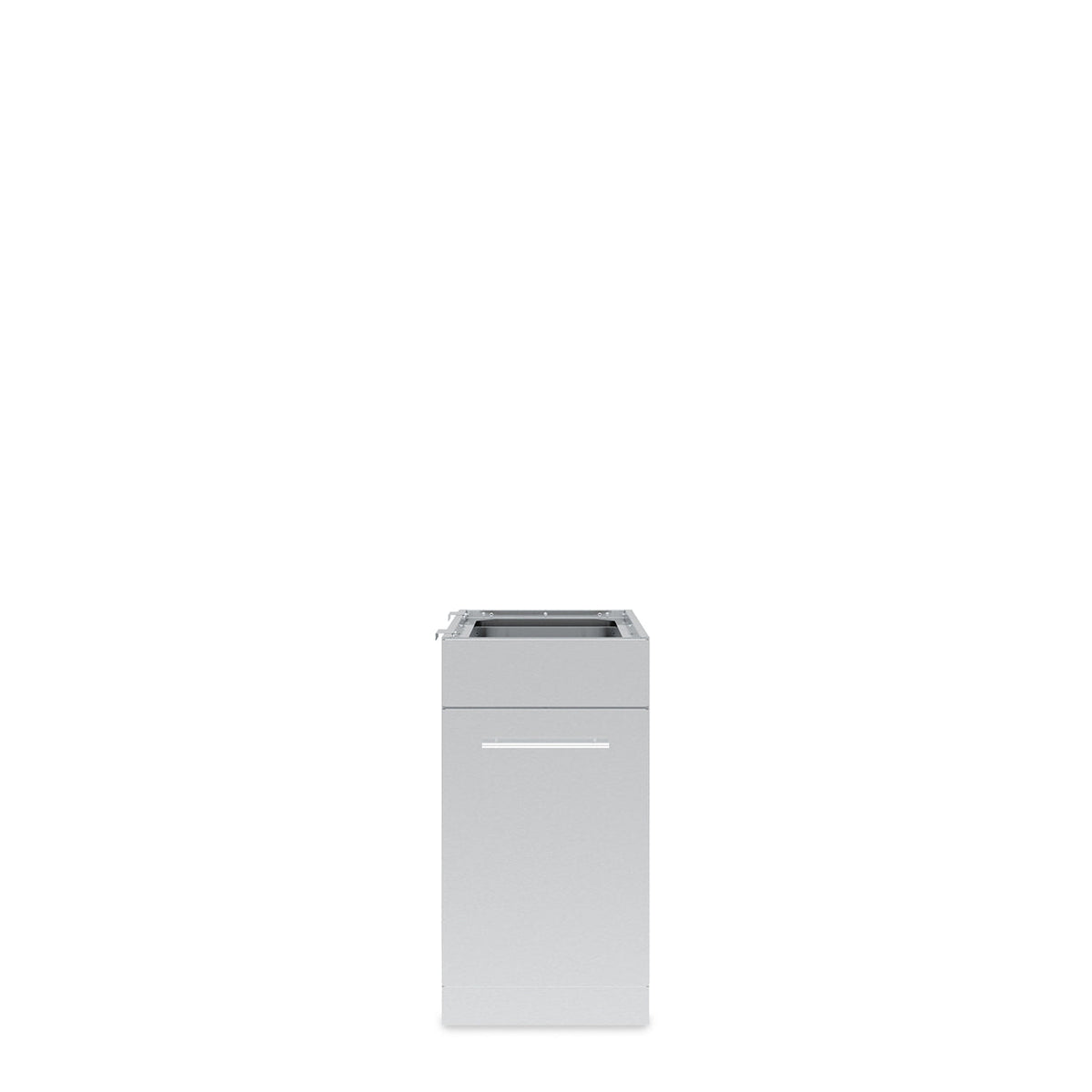 Stainless steel waste-organizer cabinet with a closed pull-out door