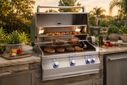 Aurora grill installed in an outdoor kitchen