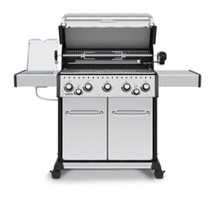 Baron S 590 Pro Infrared with its lid raised and side-burner lid open