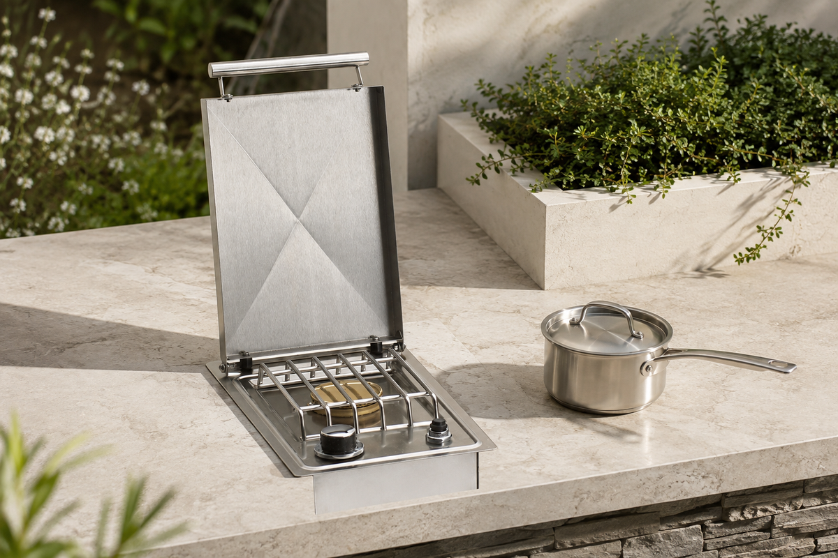 Drop-In Single Side Burner in a clean outdoor-kitchen context
