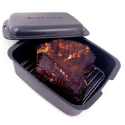 Roast in a cast iron Dutch oven with its lid raised