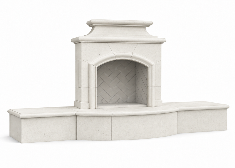 Mariposa — Extended Hearth · White Aspen · Configuration illustration for review