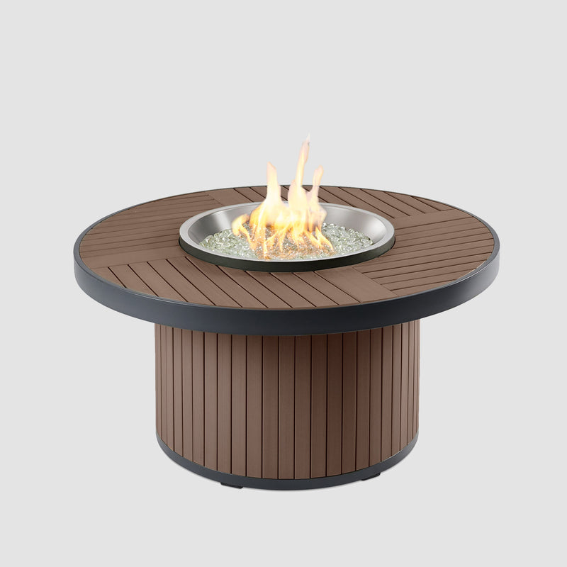 Outdoor GreatRoom Kenwood and Brooks Round Chat Height Fire Pit Table