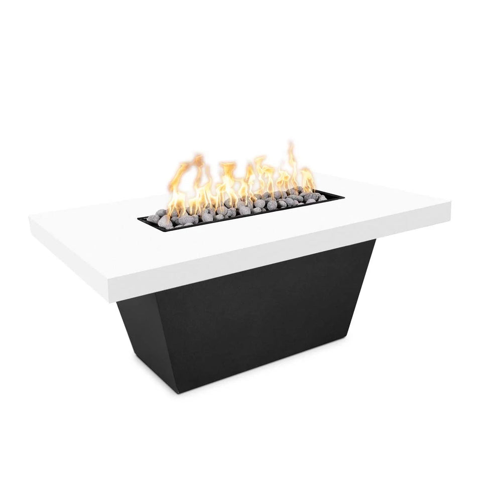 The Outdoor Plus Tacoma Fire Table Black Powder Coat Base & White GFRC Top