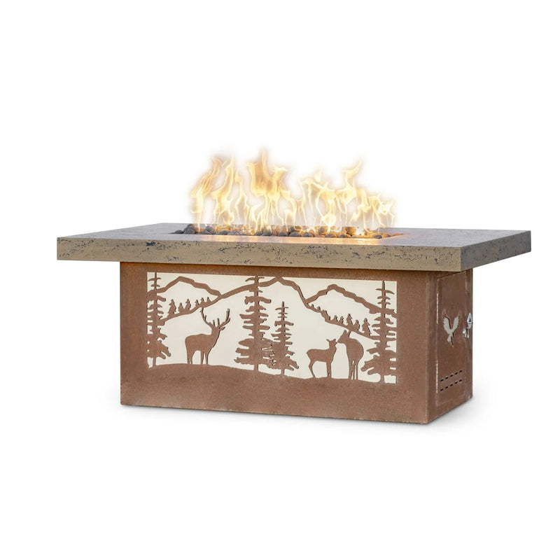 The Outdoor Plus Rectangle Outback Fire Pit · GFRC Top & Powder Coat Base · Natural Gas · Match Lit w/ Flame Sense