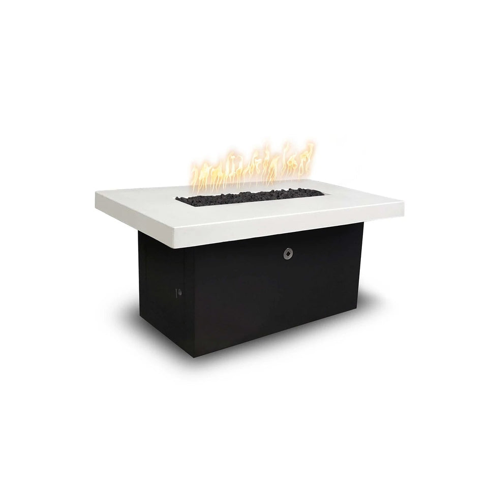 The Outdoor Plus Alberta Fire Table Black Powder Coat Base & White GFRC Top