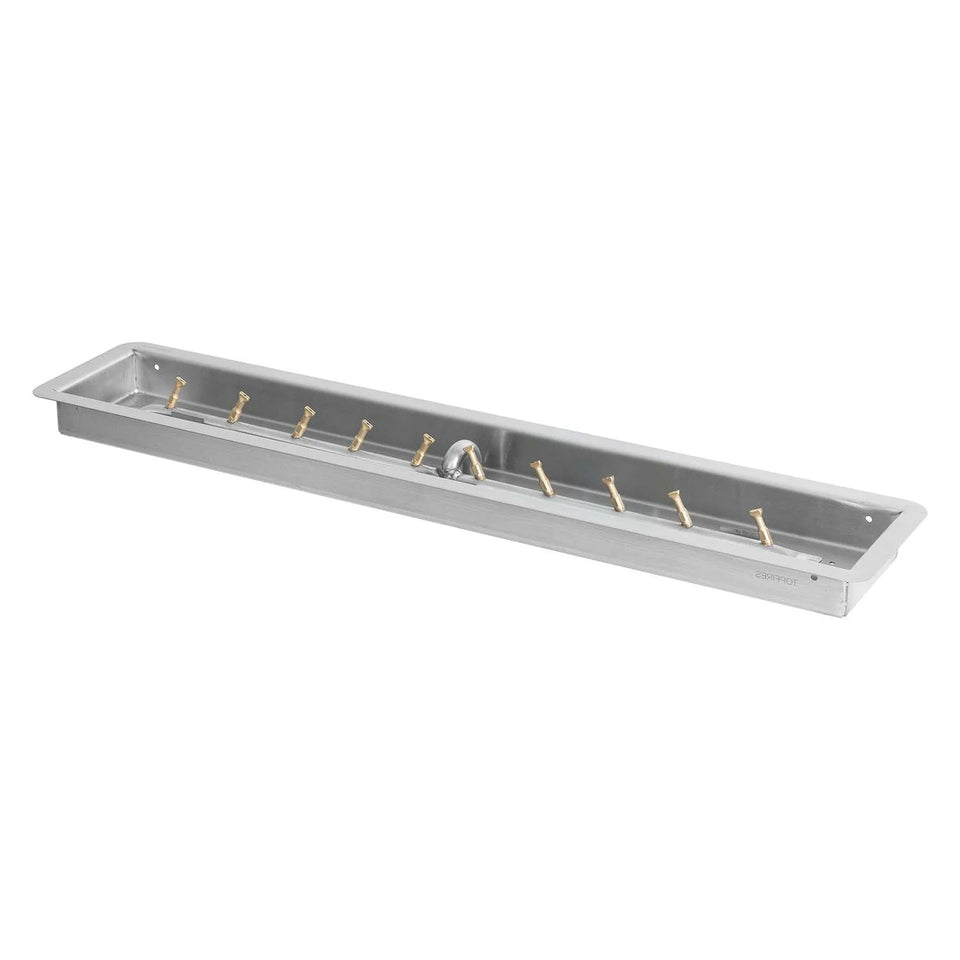 The Outdoor Plus Rectangular Drop-In Pan And Brass Linear Bullet Burner