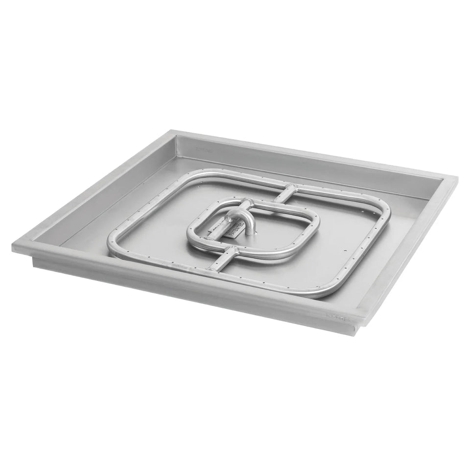 The Outdoor Plus Square Raised Lip Drop-In Pan & Stainless Steel Square Burner