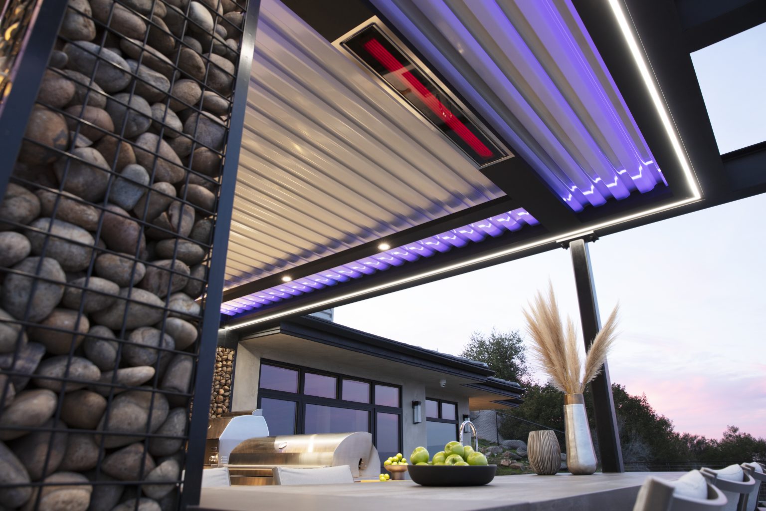 Platinum Electric recessed above an outdoor kitchen